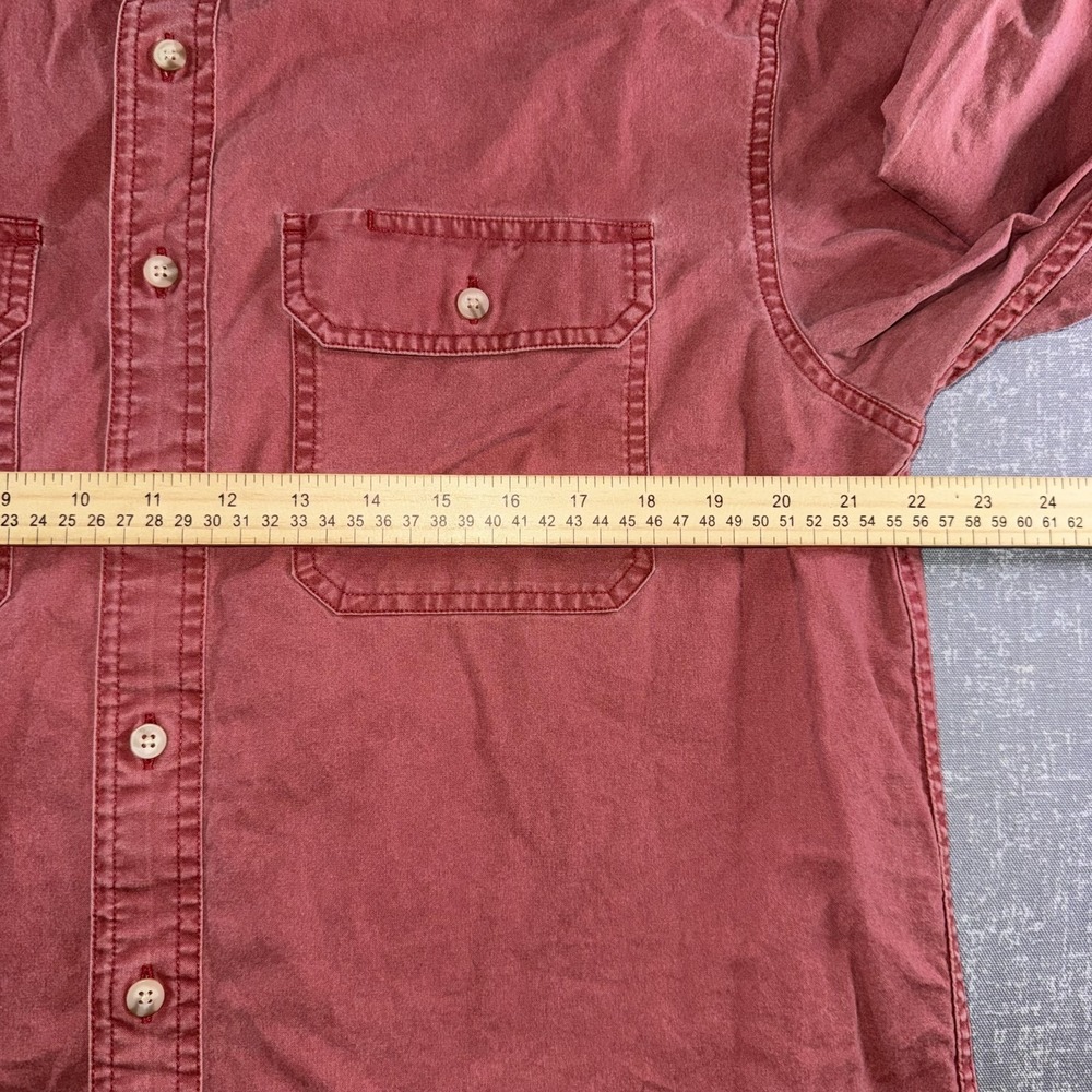 L.L. Bean Shirt Mens Medium Red Canvas Long Sleeve Button Up Casual Workwear - Picture 6 of 8
